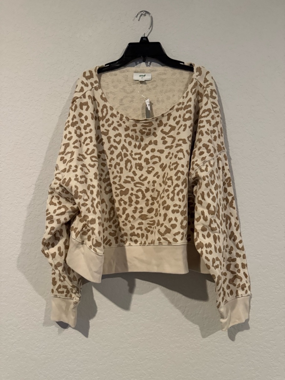 Aerie Sweatshirt Oversized Cropped Desert Leopard Lounge Comfy Small